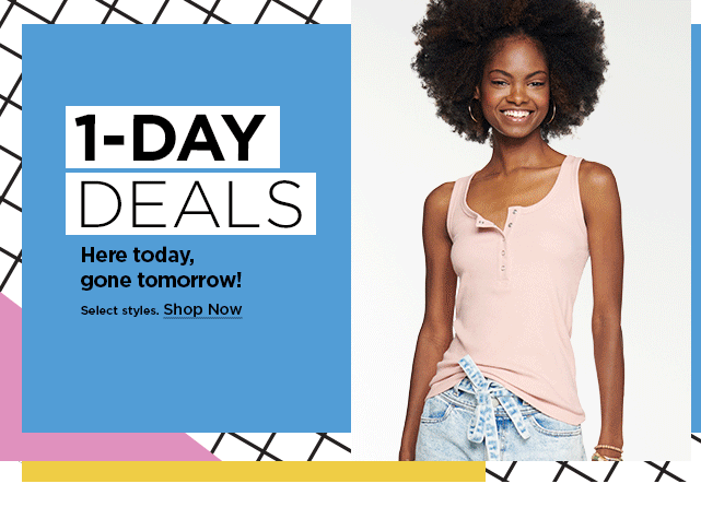 1 day deals. shop now.