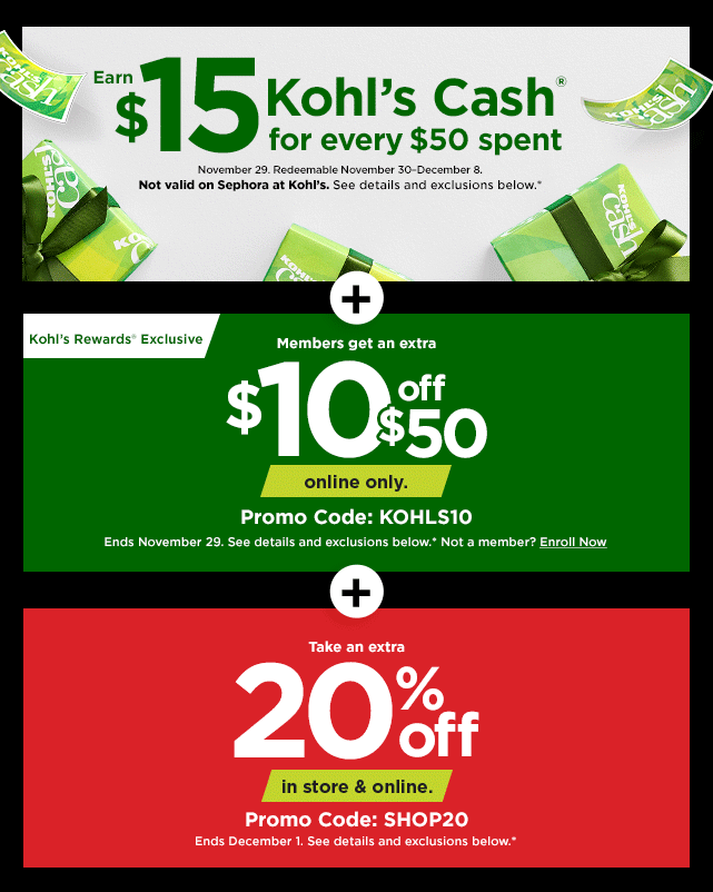 stack these savings offers and earn kohls cash. shop now.