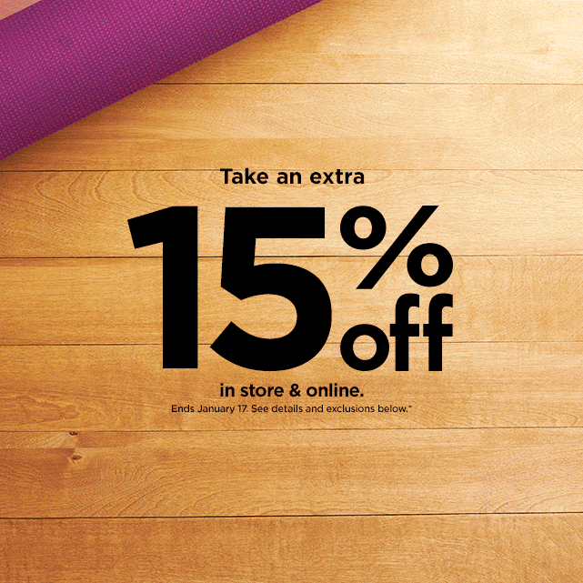 take an extra 15% off using promo code shown below. shop now.