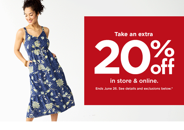take an extra 20% off instore and online. shop now.