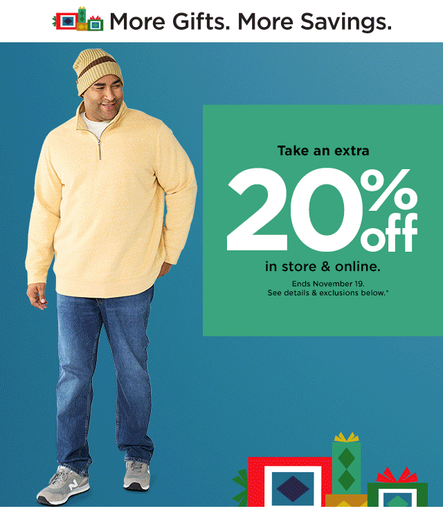 take an extra 20% off in store and online. shop now.