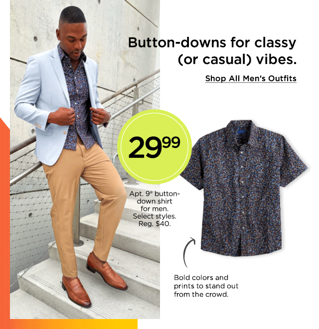button-downs for classy or casual vibes. shop all men's outfits.
