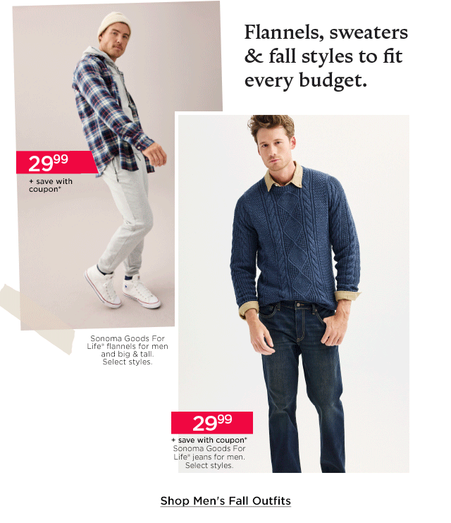 flannels, sweaters and fall styles to fit every budget. shop men's fall outfits.
