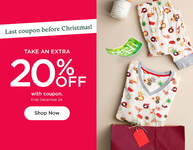last coupon before christmas! take an extra 20% off with coupon. shop now.