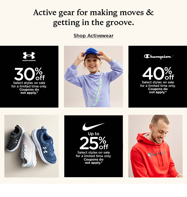 active gear for making moves and getting in the groove. shop activewear.