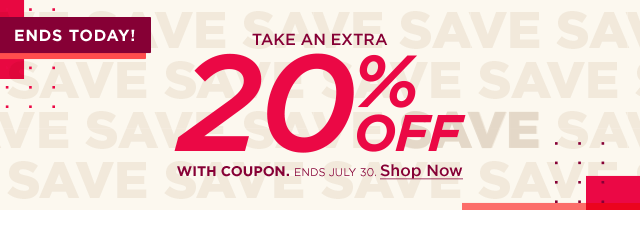 ends today. take an extra 20% off with coupon. 