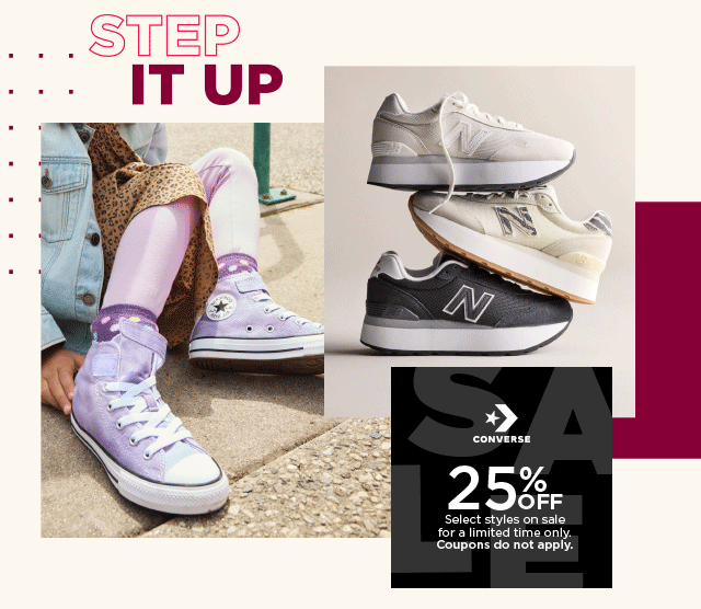 25% off new balance and converse