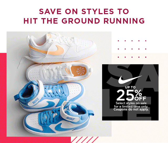 up to 25% off nike, converse and new balance. 