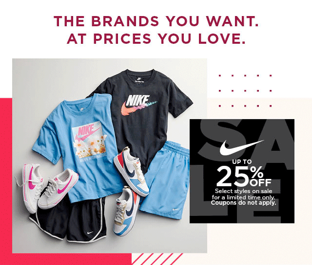 25% off nike, adidas, under armour. 