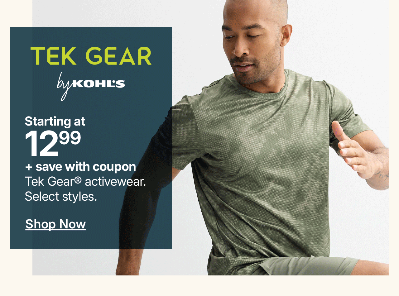 starting at $12.99 plus save with coupon tek gear activewear