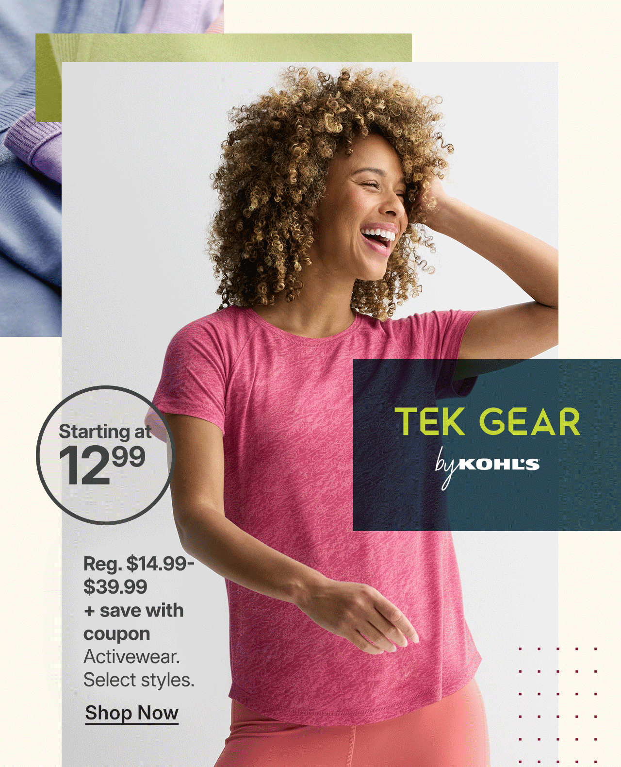starting at $12.99 activewear