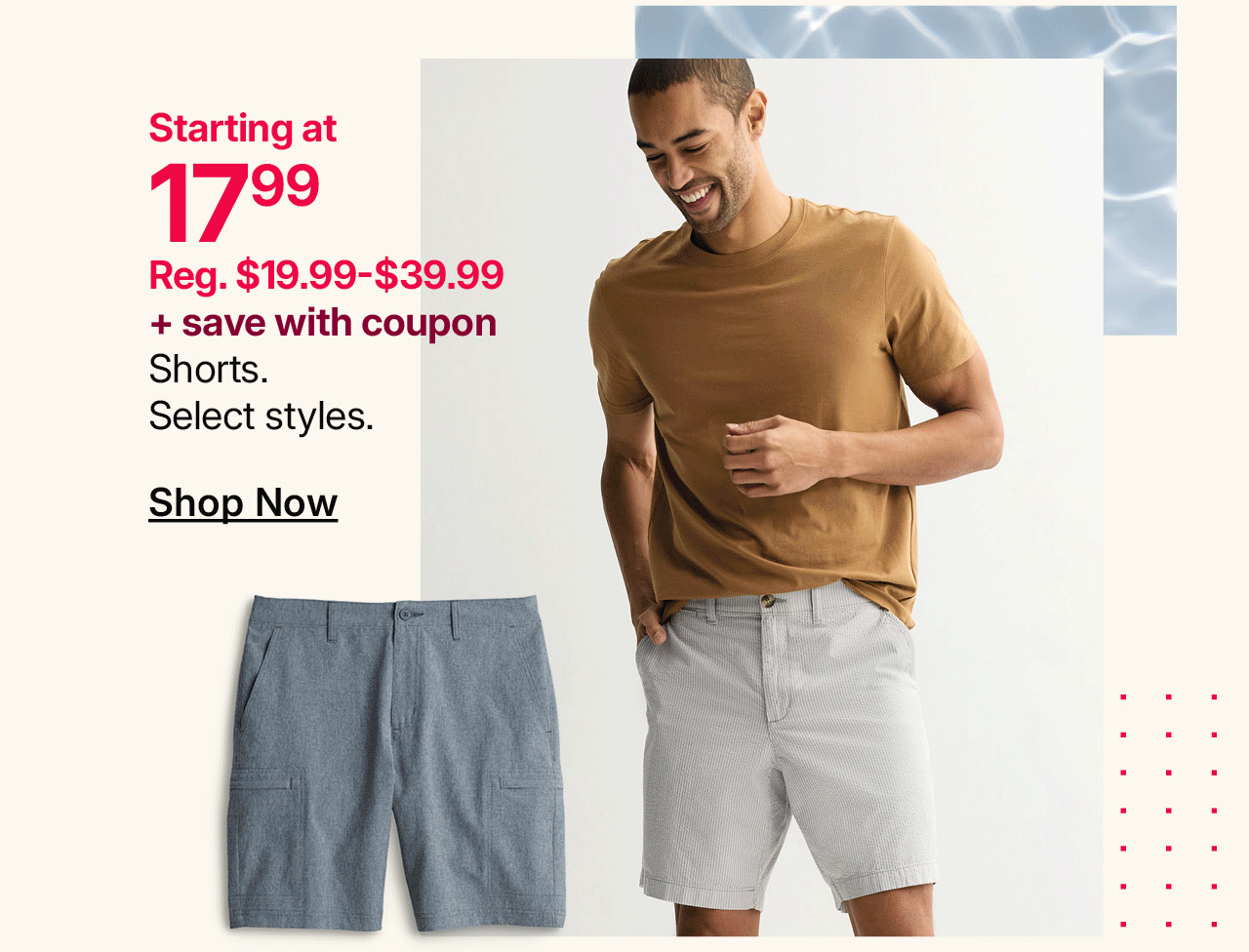 starting at $17.99 plus save with coupon shorts