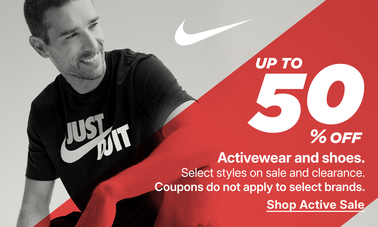 up to 50% off activewear and shoes