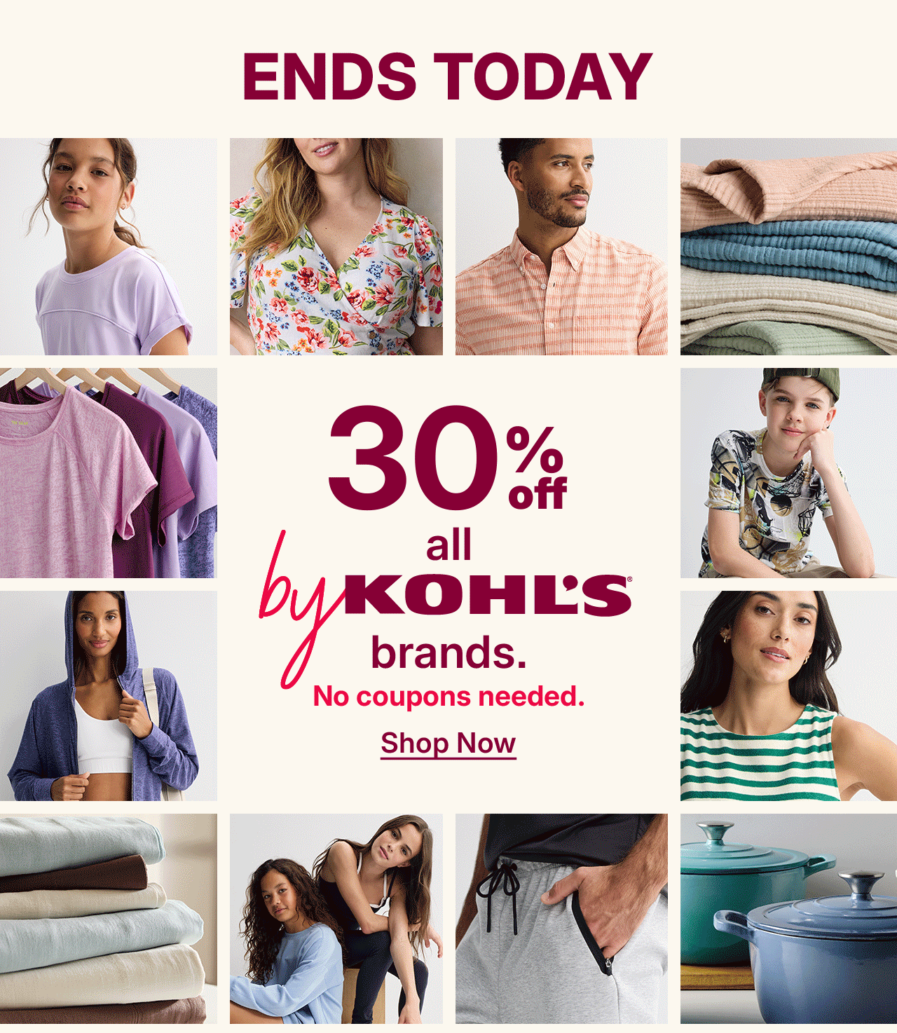 30% off all by kohls brands