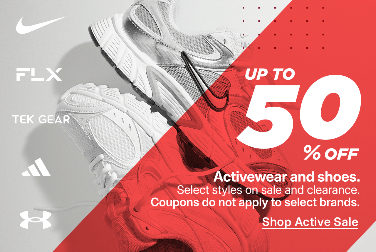 up to 50% off activewear and shoes