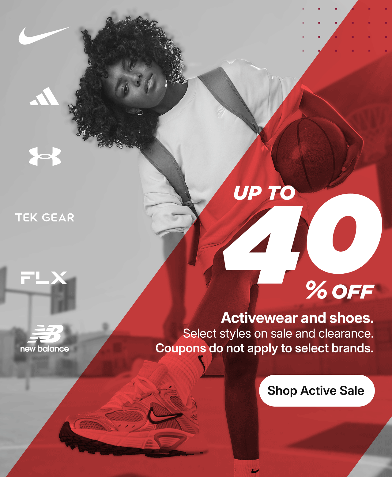 up to 40% off activewear and shoes