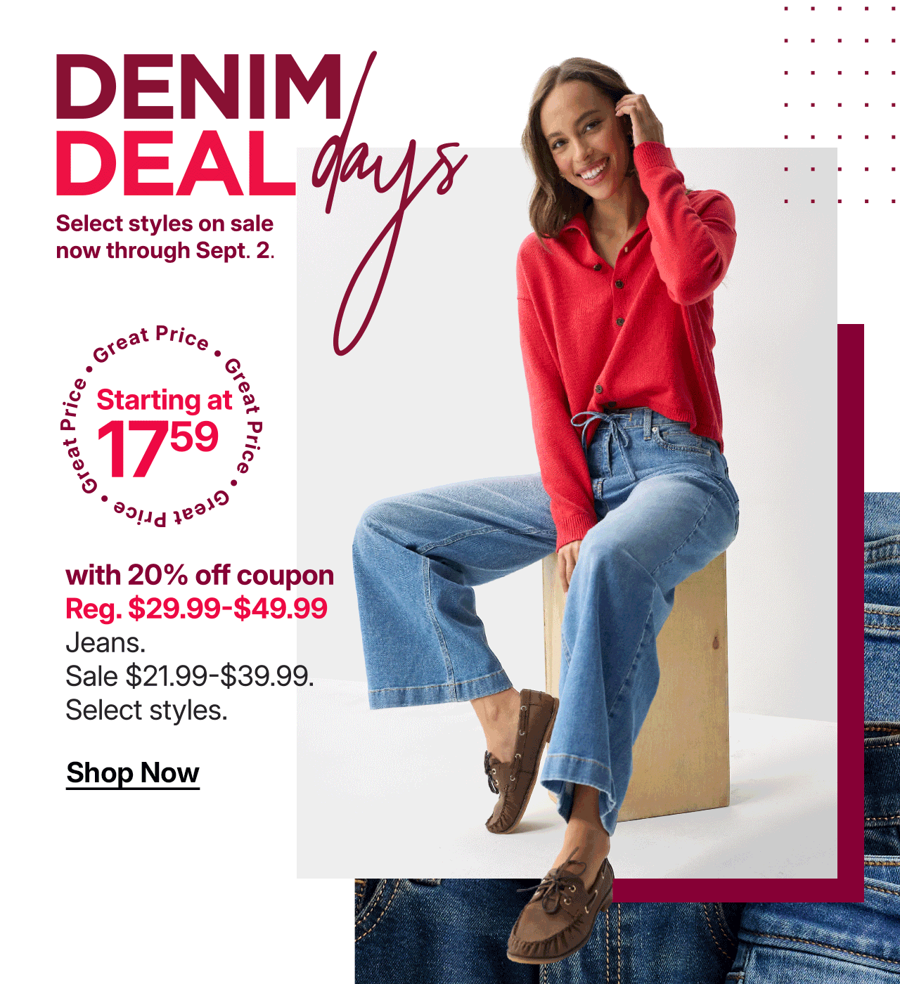 starting at $17.59 jeans