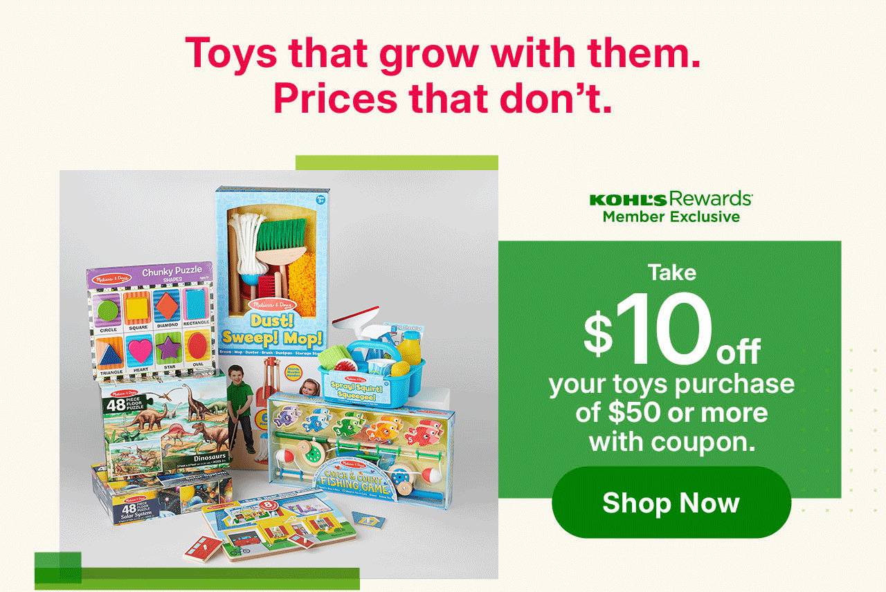 take $10 off your toys purchase of $50 or more with coupon