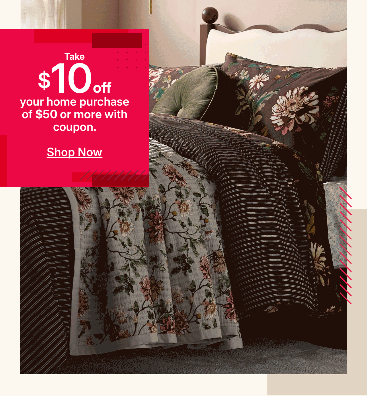 take $10 off your home purchase of $50 or more with coupon