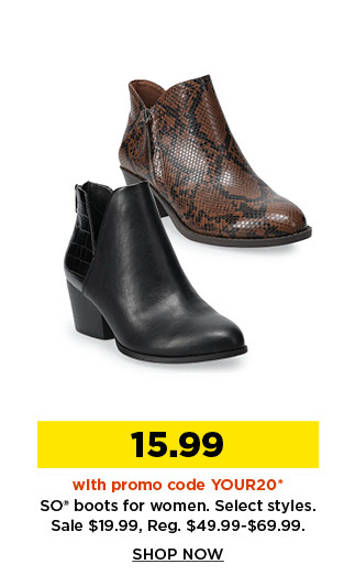 15.99 with promo code YOUR20 so boots for women. shop now.