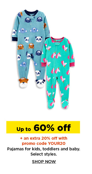 up to 60% off plus an extra 20% off with promo code YOUR20 pajamas for kids toddlers and baby. shop now.
