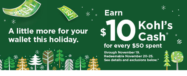 everyone gets $10 kohls cash for every $50 spent. shop now.