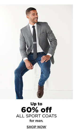up to 60% off all sports coats for men. shop now.