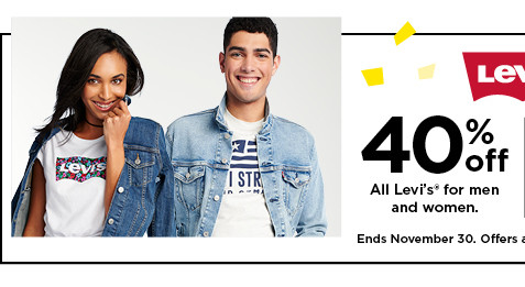 40% off levis for men and women.  shop now.