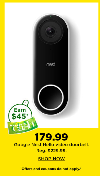 179.99 google nest hello video doorbell. shop now.