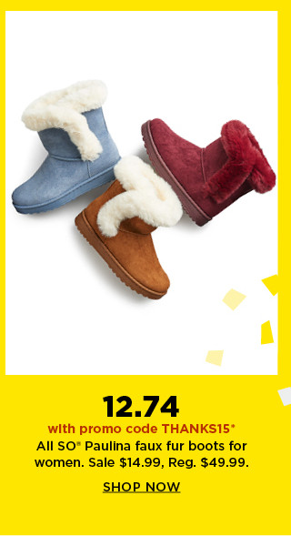 12.74 with promo code THANKS15 on so paulina faux fur boots for women. shop now.