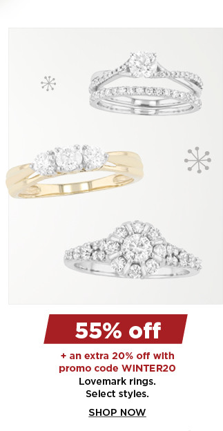 55% off plus take an extra 20% off with promo code WINTER20 on lovemark rings. select styles. shop now. 