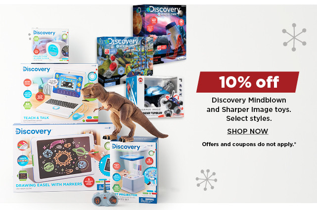10% off discovery mindblown and sharper image toys. shop now.