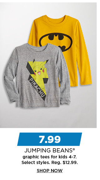 7.99 jumping beans graphic tees for kids 4 to 7. shop now.