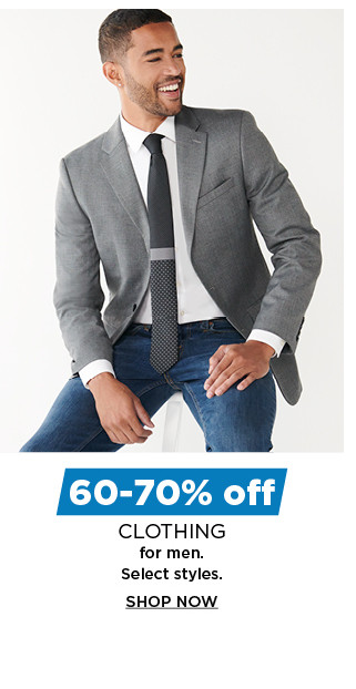 60 to 70% off clothing for men. shop now.