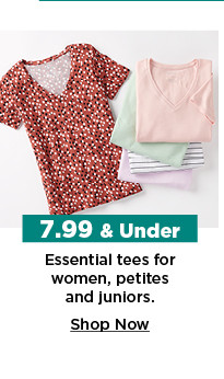 7.99 and under essential tees for women, petites and juniors. shop now.