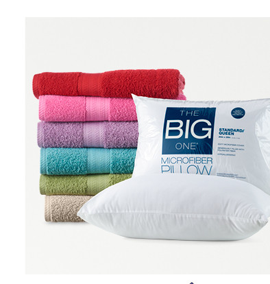 3.99 the big one bath towel or standard bed pillow. shop now.