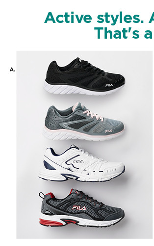 39.99 and under fila athletic shoes for the family. shop now.