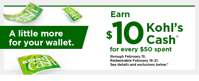 everyone gets $10 kohls cash for every $50 spent. shop now.