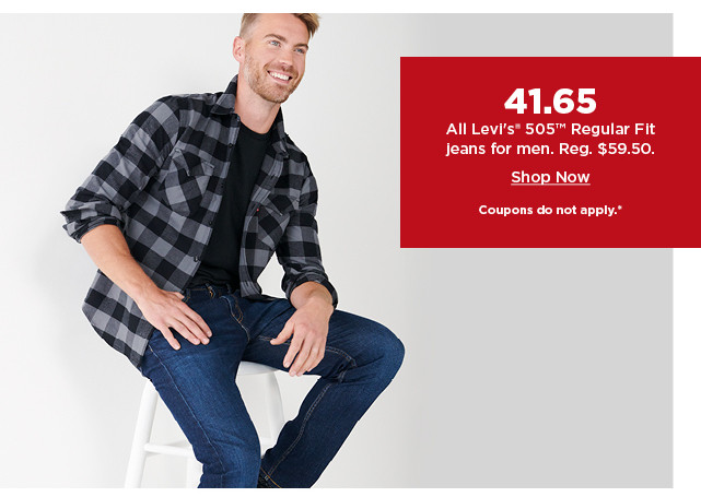 41.65 all levis 505 regular fit jeans for men. shop now.