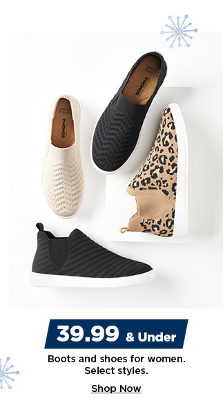 39.99 and under boots and shoes for women. shop now.