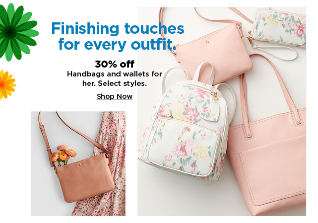 30% off handbags and wallets for her. shop now. 