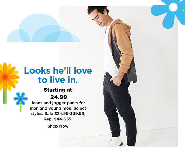 starting at 24.99 jeans and jogger pants for men and young men. shop now.