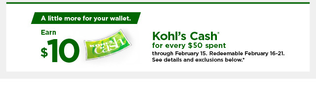 everyone gets $10 kohls cash for every $50 spent. shop now.