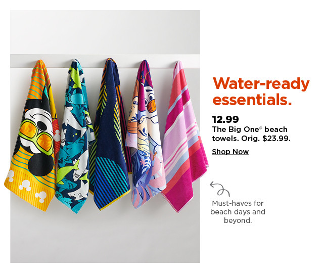 12.99 the big one beach towels. shop now.