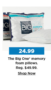 24.99 the big one memory foam pillows. shop now.