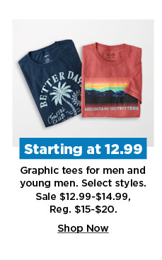 starting at 12.99 graphic tees for men and young men. shop now.