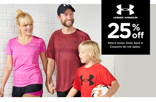 25% off Under Armour. Select styles. Offers and coupons do not apply. Shop now.