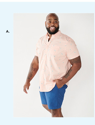 24.99 and under spring tops and shorts for men and big and tall. shop now. 