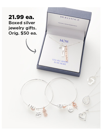 21.99 boxed silver jewelry for mom. shop now.