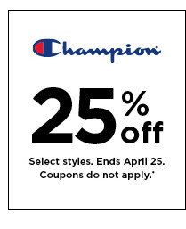 25% off champion. shop now.